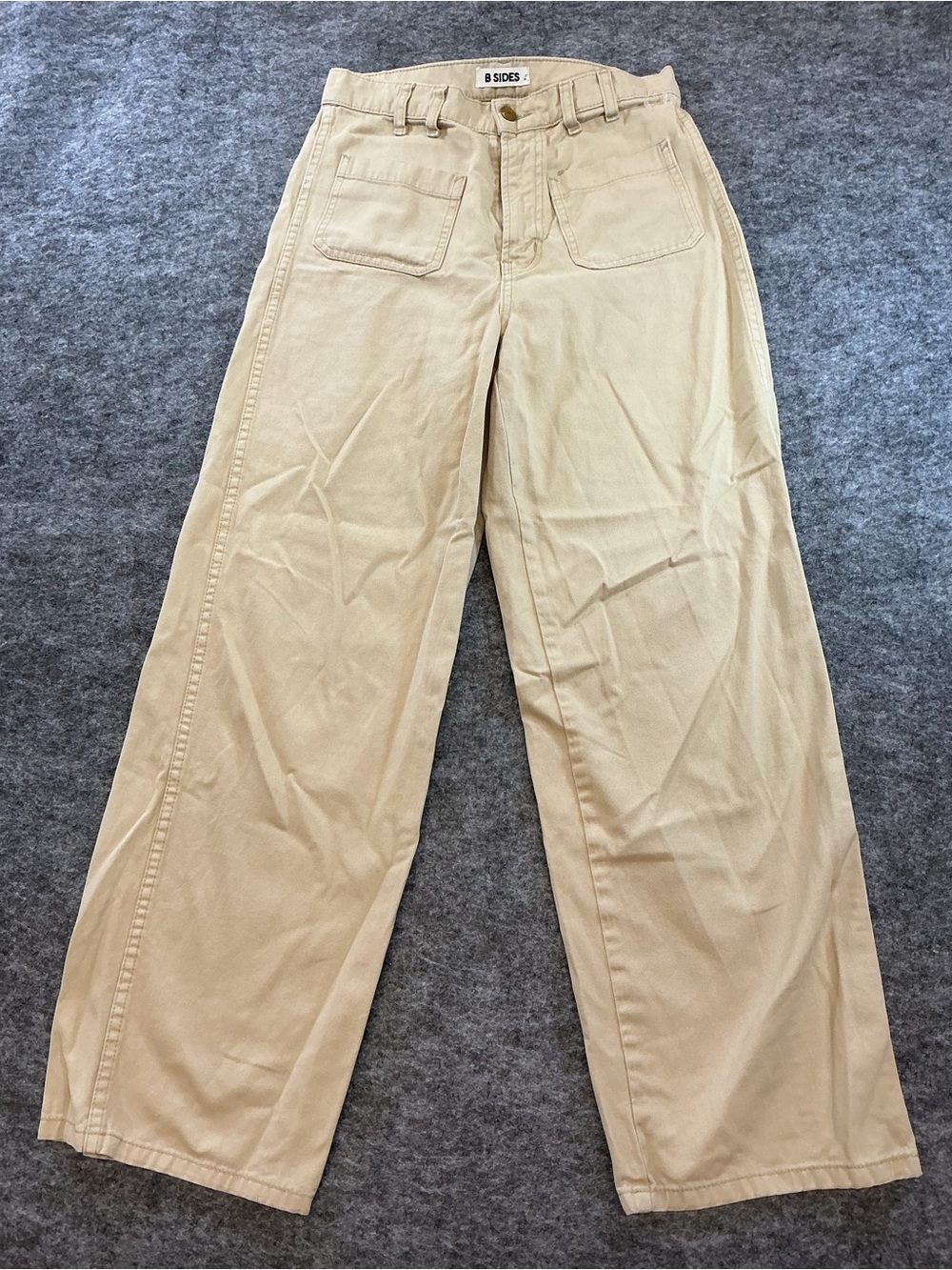 B Sides Beige Wide-Leg Cotton Pants Size 26